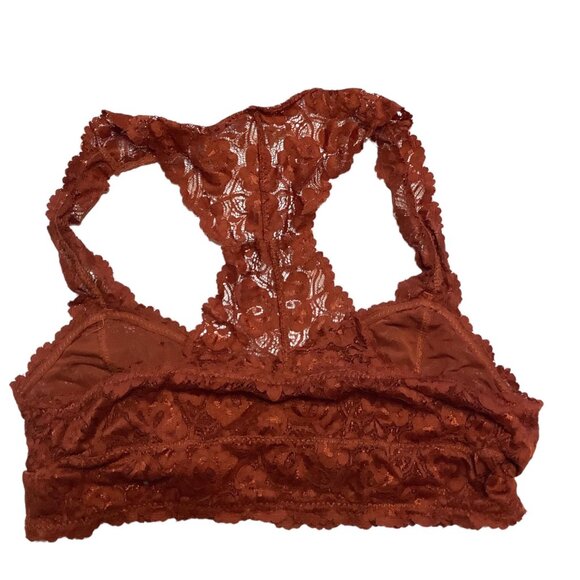 Rust Lace Racerback Bralette By Lovies By MG M/L Nylon & Spandex - Picture 2 of 5